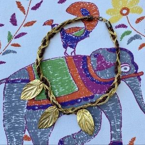 Gold Leaf Braided Necklace